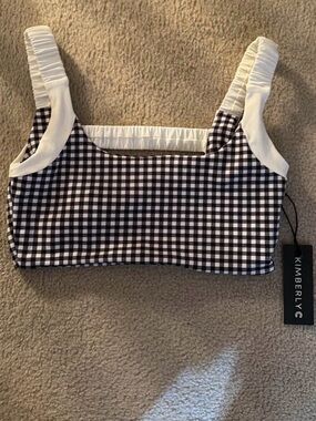 Kimberly C Black & White Gingham Crop Top